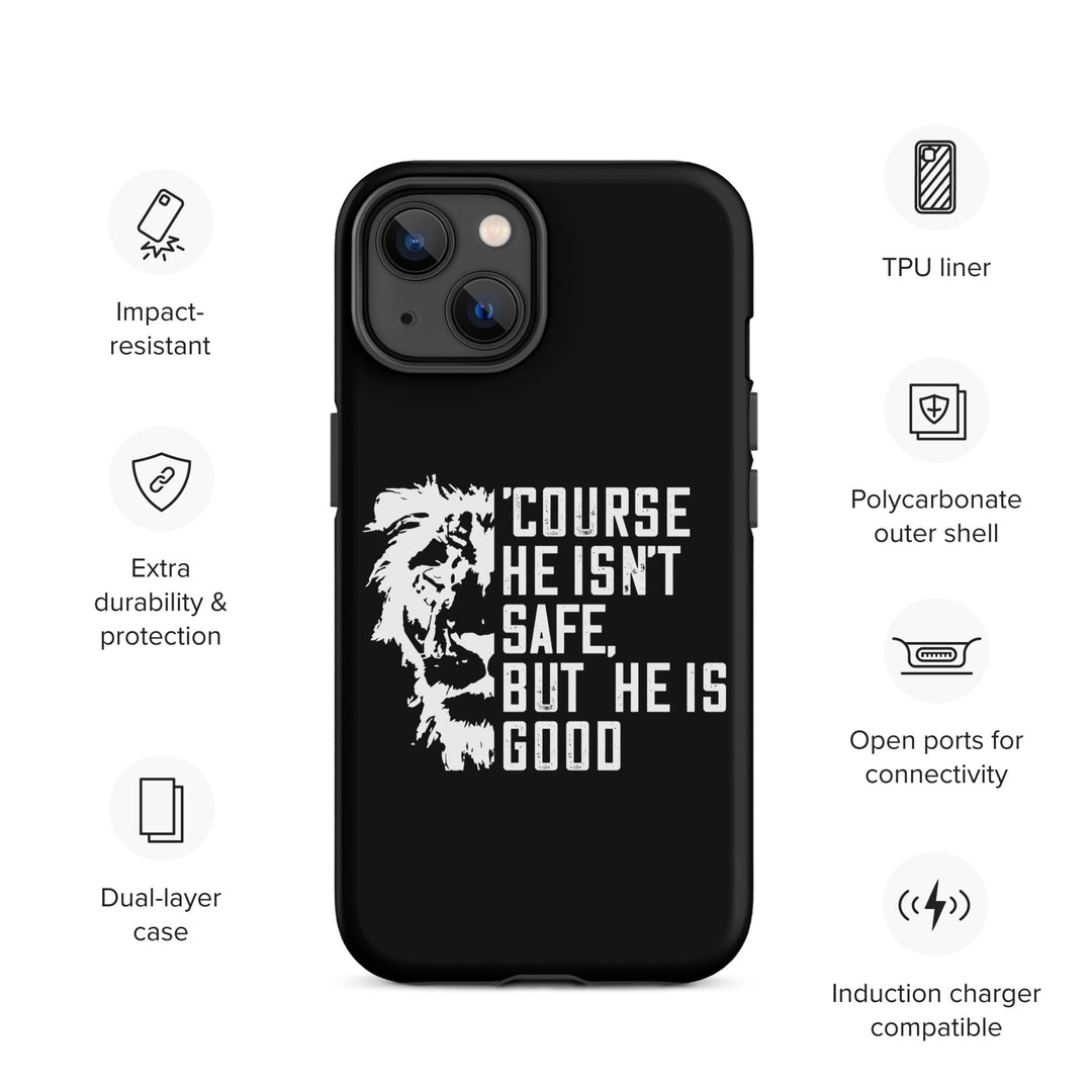 Christian Phone Case for iPhone® 'Course He Isn't Safe Black iPhone® Phone Cases   