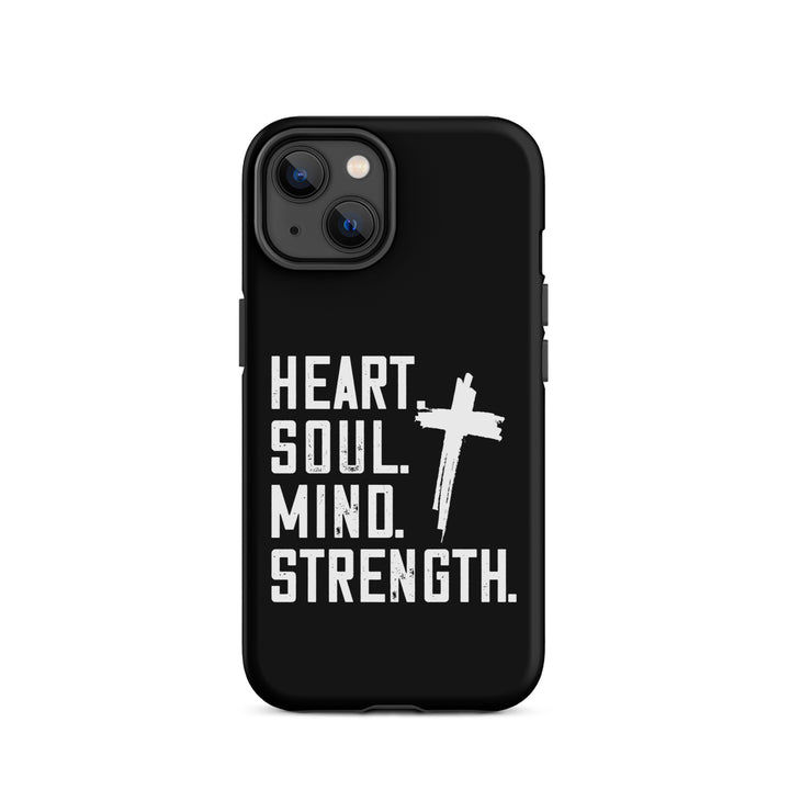 Christian Phone Case Heart Soul Mind Strength Black for iPhone® iPhone® Phone Cases Matte iPhone 14 