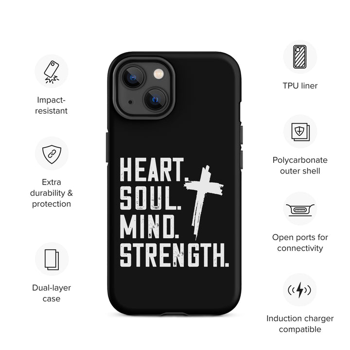 Christian Phone Case Heart Soul Mind Strength Black for iPhone® iPhone® Phone Cases   