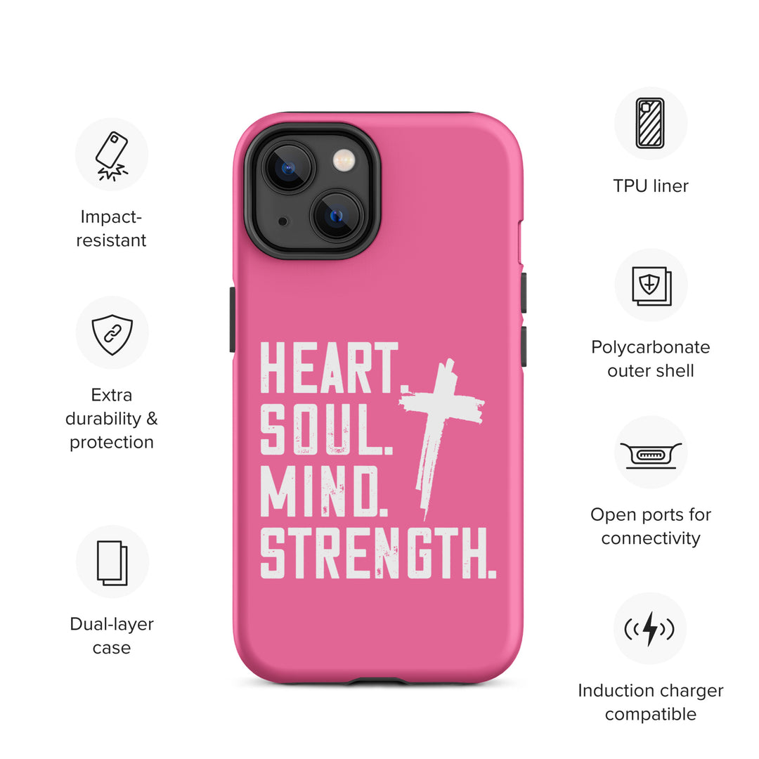 Christian Phone Case Heart Soul Mind Strength Pink for iPhone® iPhone® Phone Cases   