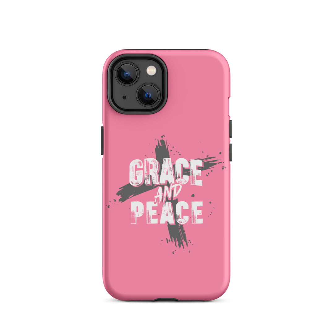 Christian Phone Case Grace and Peace Cross Pink for iPhone® iPhone® Phone Cases Matte iPhone 14 