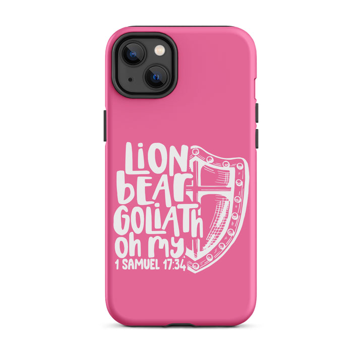 Christian Phone Case Lion Bear Goliath Oh My Pink for iPhone® iPhone® Phone Cases Matte iPhone 14 Plus 