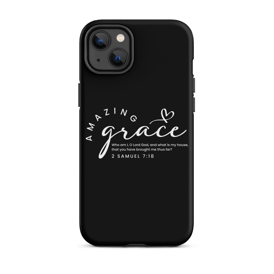 Christian Phone Case Amazing Grace Heart Black for iPhone® iPhone® Phone Cases Matte iPhone 14 Plus 