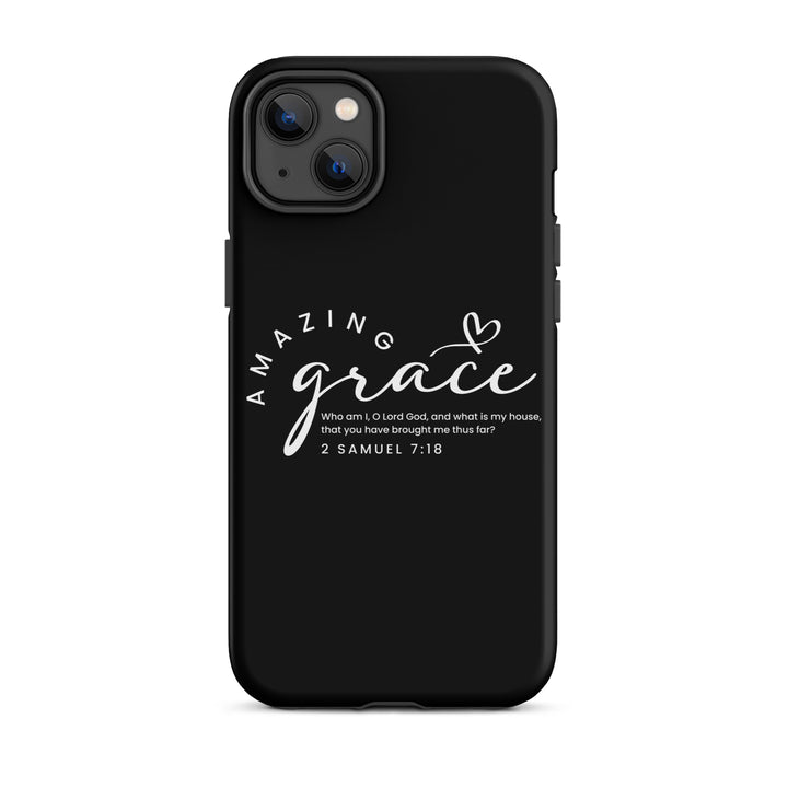 Christian Phone Case Amazing Grace Heart Black for iPhone® iPhone® Phone Cases Matte iPhone 14 Plus 