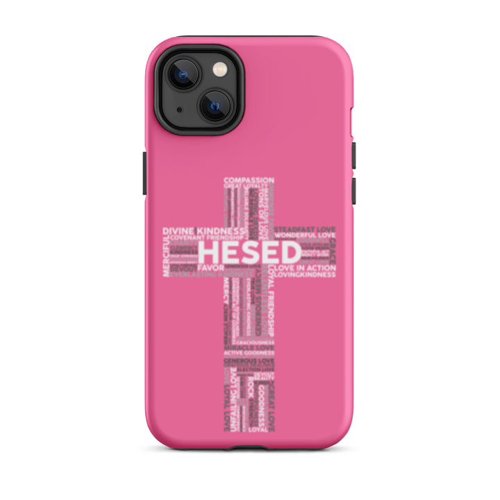 Christian Phone Case Hesed Cross Pink for iPhone® iPhone® Phone Cases Matte iPhone 14 Plus 