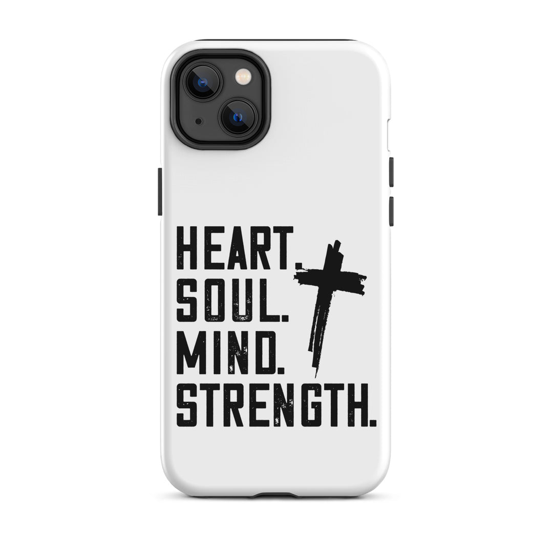 Christian Phone Case Heart Soul Mind Strength White for iPhone® iPhone® Phone Cases Matte iPhone 14 Plus 