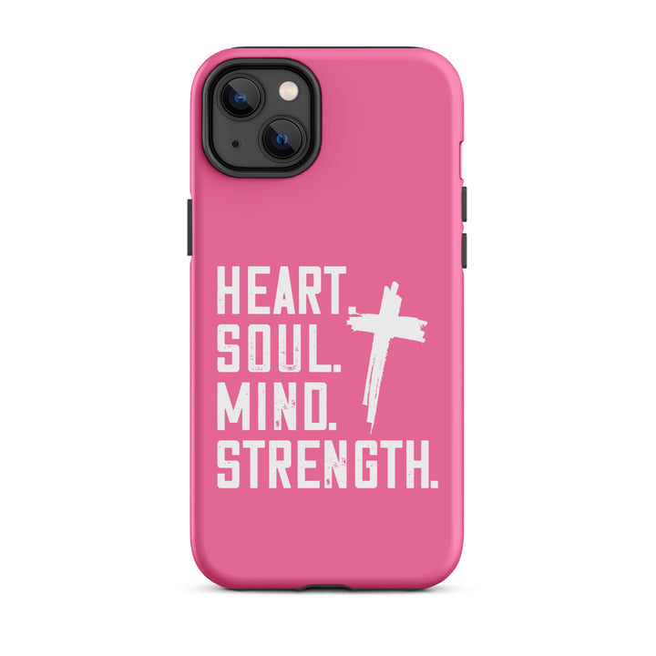 Christian Phone Case Heart Soul Mind Strength Pink for iPhone® iPhone® Phone Cases Matte iPhone 14 Plus 