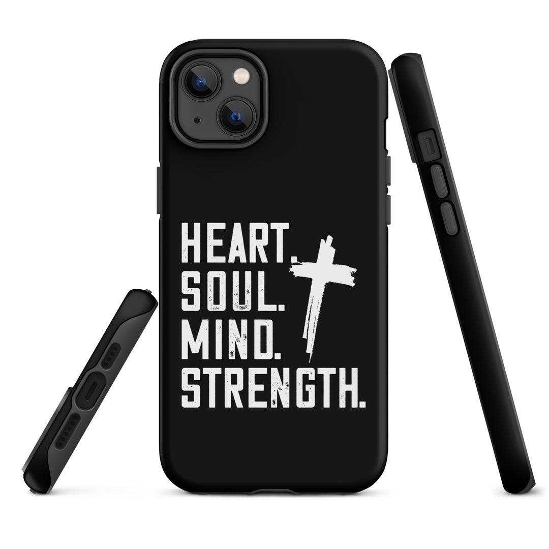 Christian Phone Case Heart Soul Mind Strength Black for iPhone® iPhone® Phone Cases   