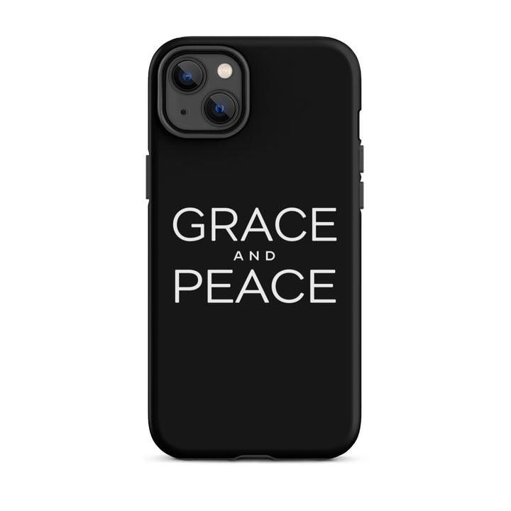 Christian Phone Case Grace and Peace Black for iPhone® iPhone® Phone Cases Matte iPhone 14 Plus 