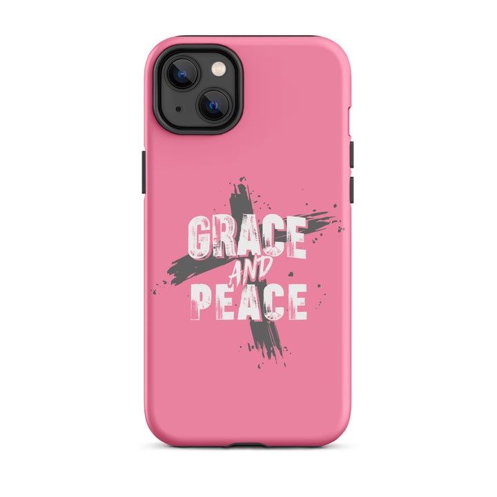 Christian Phone Case Grace and Peace Cross Pink for iPhone® iPhone® Phone Cases Matte iPhone 14 Plus 