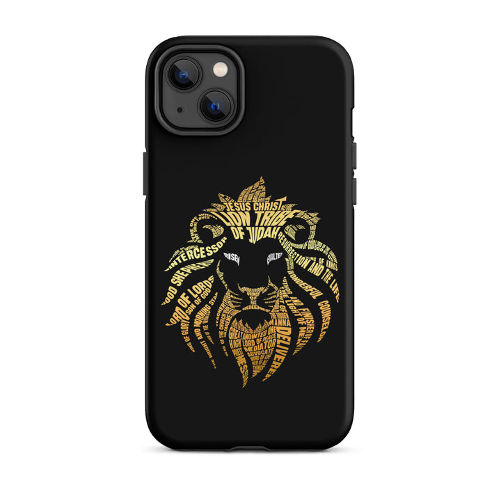 Christian Phone Case Lion Word Cloud Black for iPhone® iPhone® Phone Cases Matte iPhone 14 Plus 