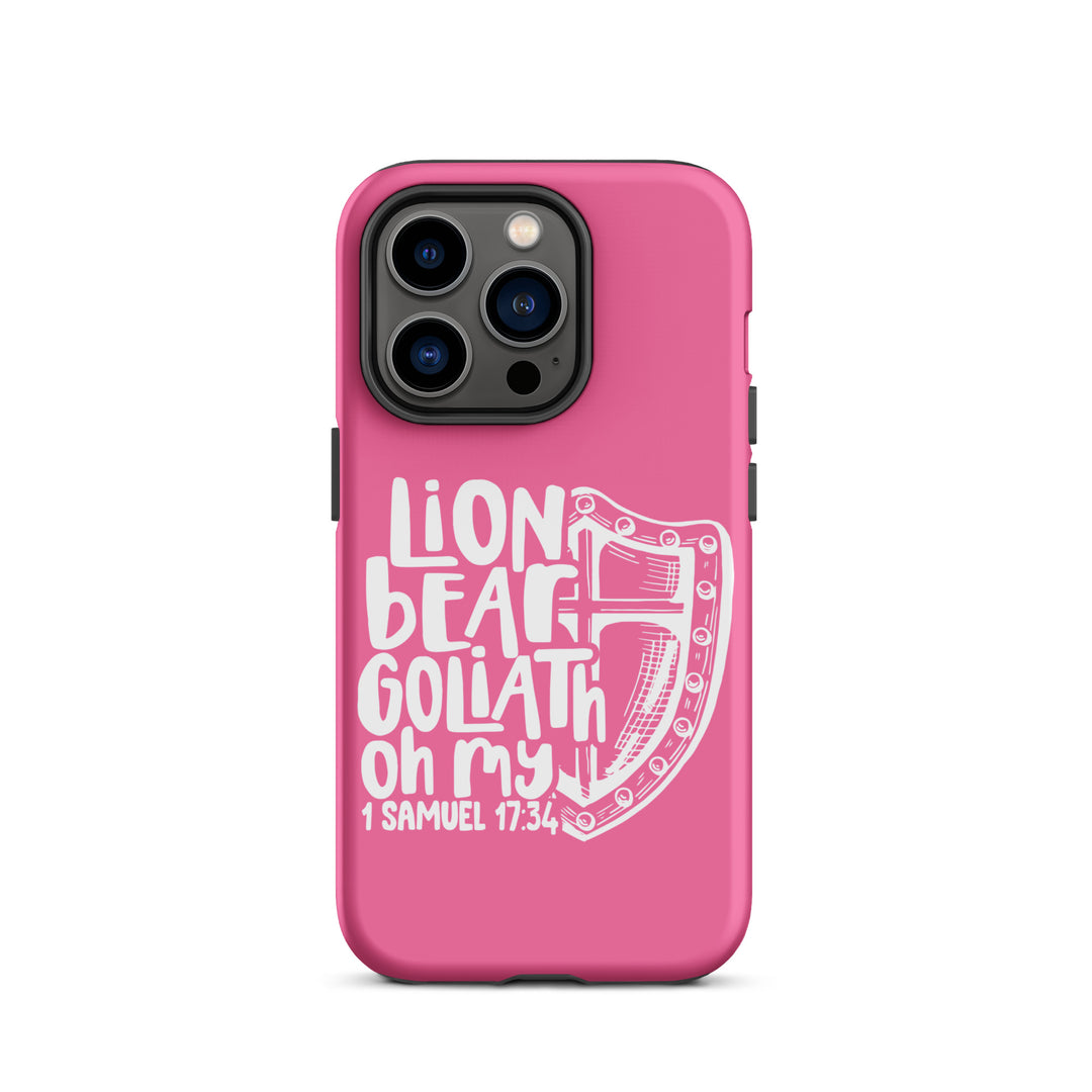 Christian Phone Case Lion Bear Goliath Oh My Pink for iPhone® iPhone® Phone Cases Matte iPhone 14 Pro 