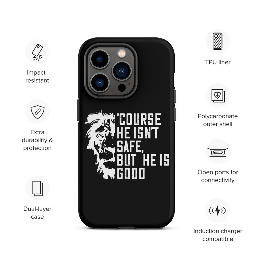 Christian Phone Case for iPhone® 'Course He Isn't Safe Black iPhone® Phone Cases   