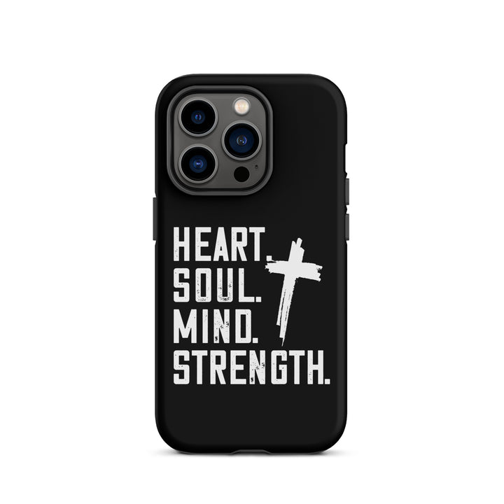 Christian Phone Case Heart Soul Mind Strength Black for iPhone® iPhone® Phone Cases Matte iPhone 14 Pro 