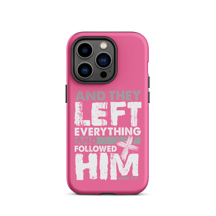 Christian Phone Case Left Everything Cross Pink for iPhone® iPhone® Phone Cases Matte iPhone 14 Pro 