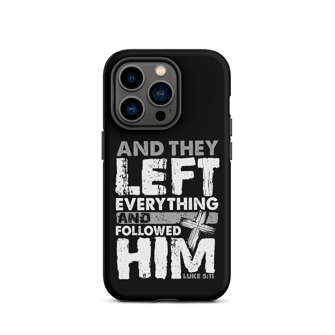 Christian Phone Case Left Everything Cross Black for iPhone® iPhone® Phone Cases Matte iPhone 14 Pro 