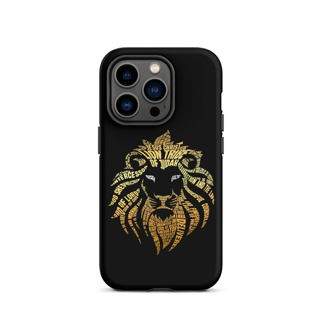 Christian Phone Case Lion Word Cloud Black for iPhone® iPhone® Phone Cases Matte iPhone 14 Pro 