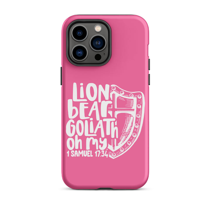 Christian Phone Case Lion Bear Goliath Oh My Pink for iPhone® iPhone® Phone Cases Matte iPhone 14 Pro Max 