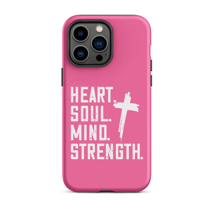 Christian Phone Case Heart Soul Mind Strength Pink for iPhone® iPhone® Phone Cases Matte iPhone 14 Pro Max 