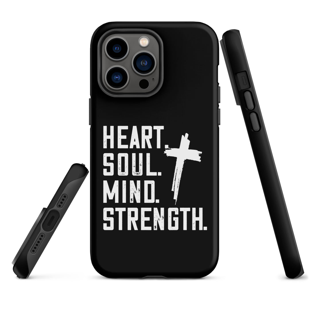 Christian Phone Case Heart Soul Mind Strength Black for iPhone® iPhone® Phone Cases   