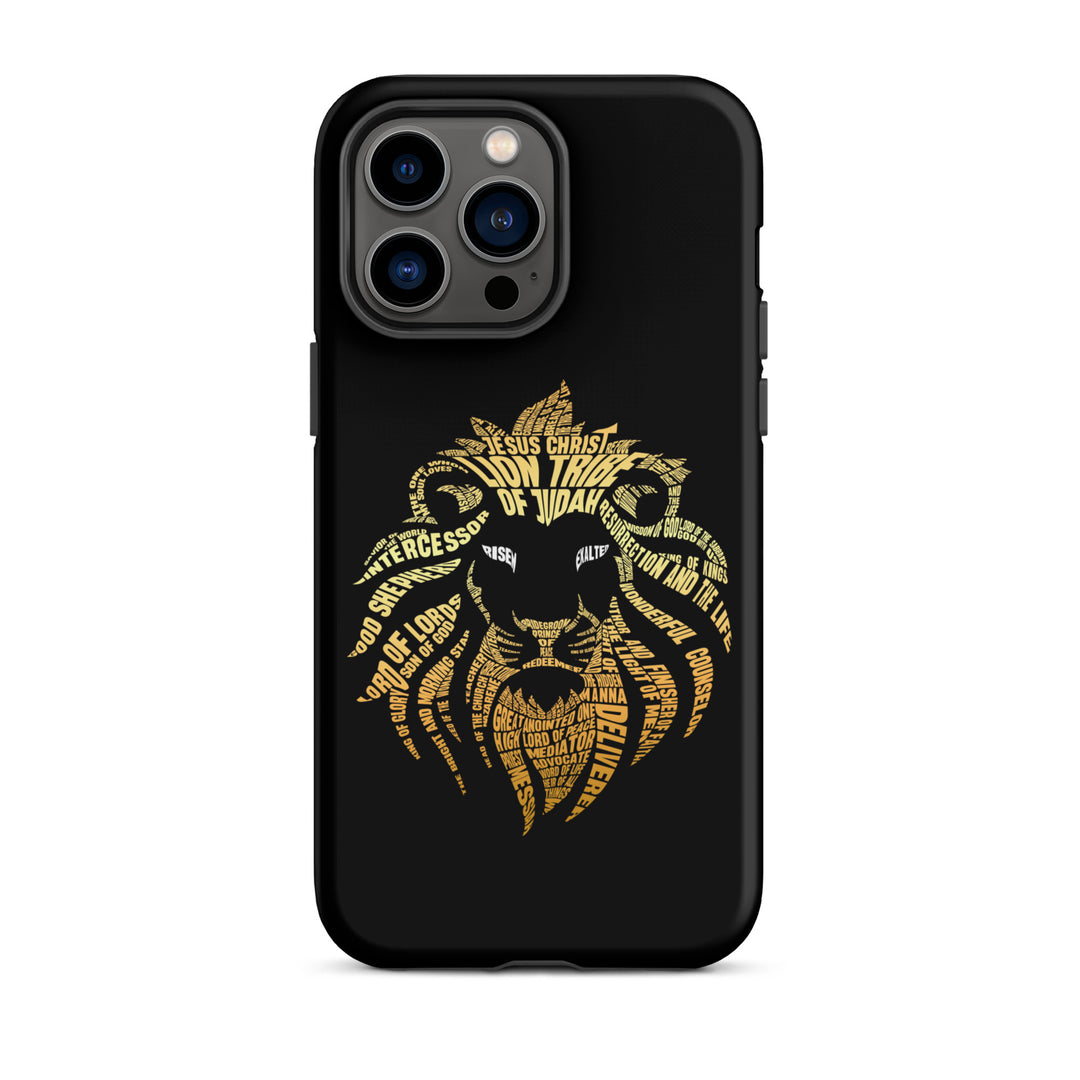 Christian Phone Case Lion Word Cloud Black for iPhone® iPhone® Phone Cases Matte iPhone 14 Pro Max 