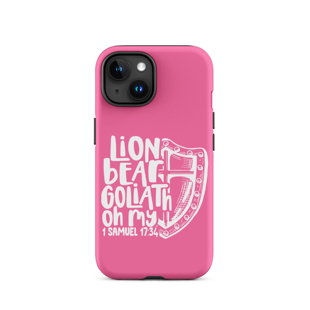 Christian Phone Case Lion Bear Goliath Oh My Pink for iPhone® iPhone® Phone Cases Matte iPhone 15 