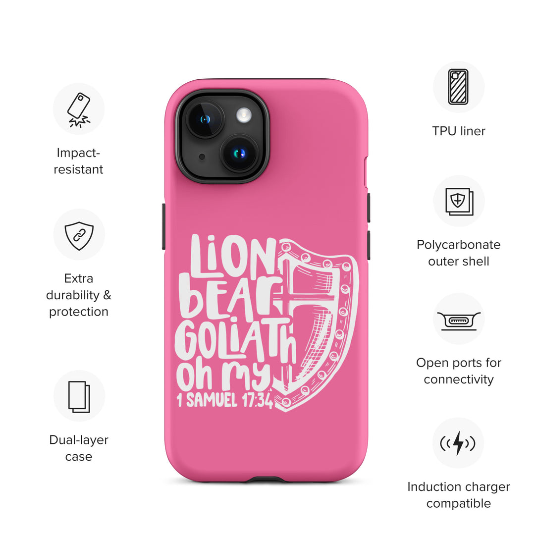 Christian Phone Case Lion Bear Goliath Oh My Pink for iPhone® iPhone® Phone Cases   