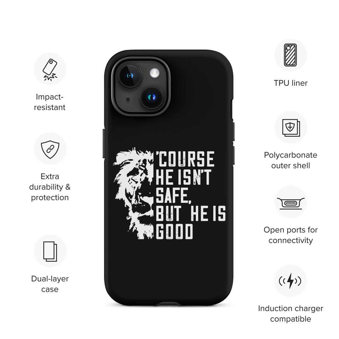 Christian Phone Case for iPhone® 'Course He Isn't Safe Black iPhone® Phone Cases   