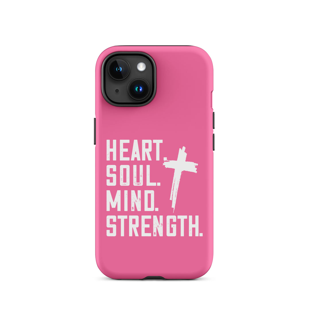 Christian Phone Case Heart Soul Mind Strength Pink for iPhone® iPhone® Phone Cases Matte iPhone 15 