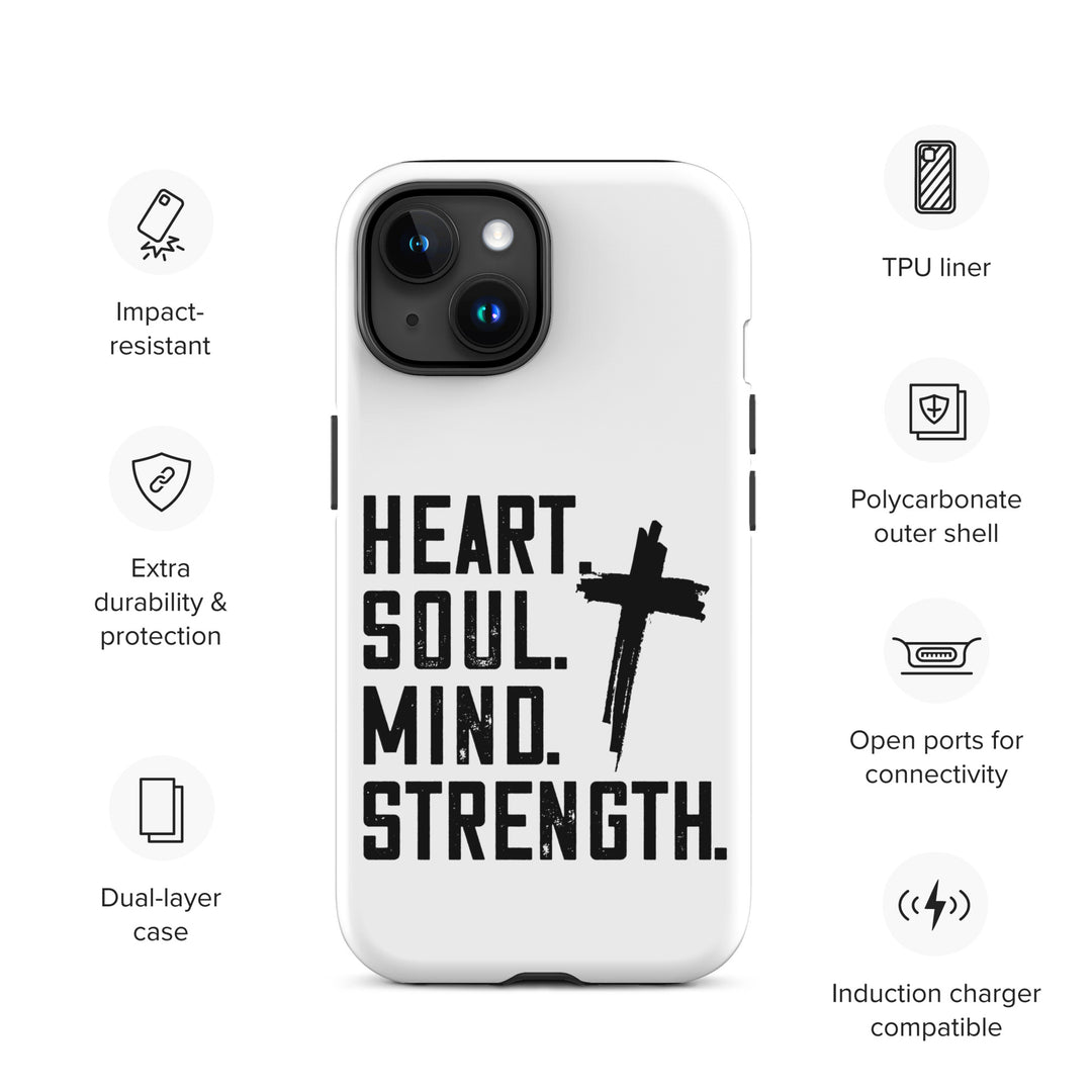 Christian Phone Case Heart Soul Mind Strength White for iPhone® iPhone® Phone Cases   