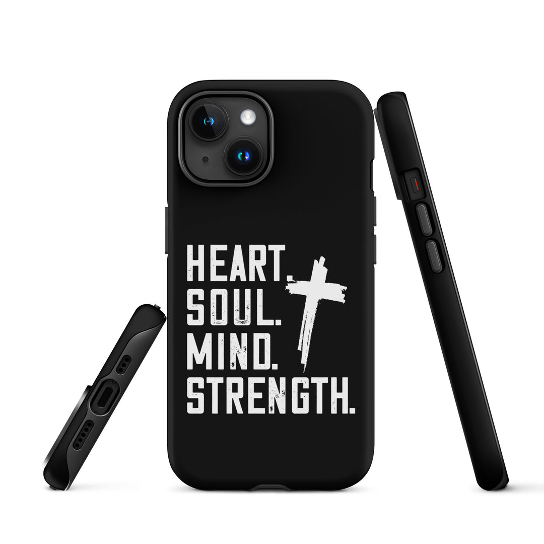 Christian Phone Case Heart Soul Mind Strength Black for iPhone® iPhone® Phone Cases   