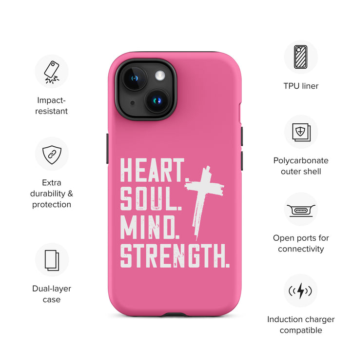 Christian Phone Case Heart Soul Mind Strength Pink for iPhone® iPhone® Phone Cases   