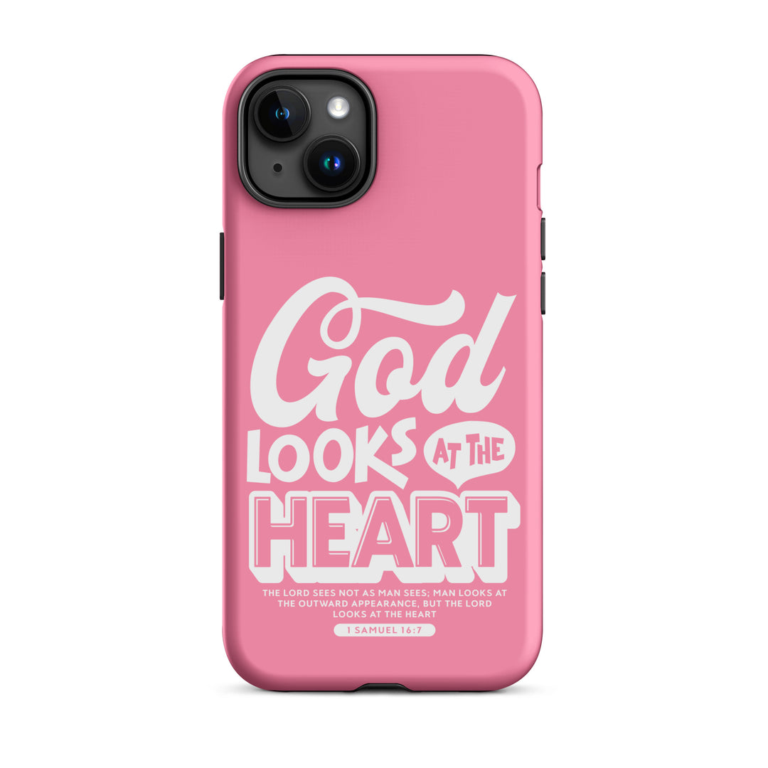 Christian Phone Case God Looks At Heart for iPhone® iPhone® Phone Cases Matte iPhone 15 Plus 