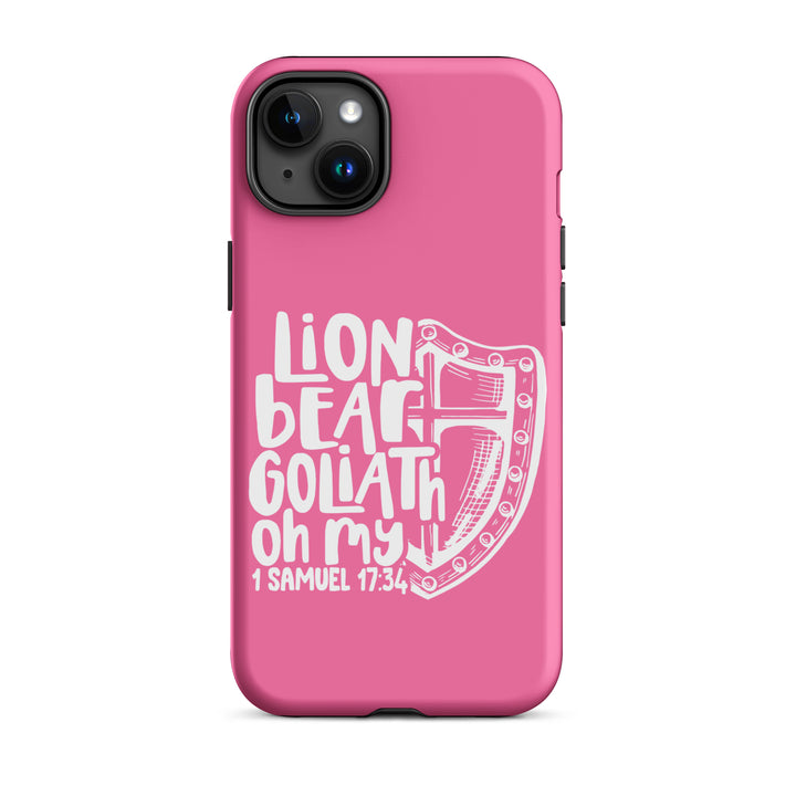 Christian Phone Case Lion Bear Goliath Oh My Pink for iPhone® iPhone® Phone Cases Matte iPhone 15 Plus 