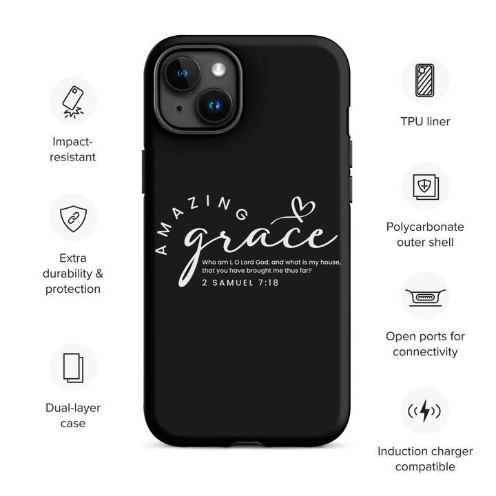 Christian Phone Case Amazing Grace Heart Black for iPhone® iPhone® Phone Cases   