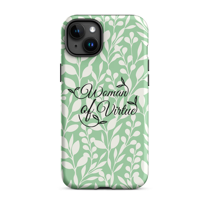 Christian Phone Case Woman of Virtue Green for iPhone® iPhone® Phone Cases Matte iPhone 15 Plus 