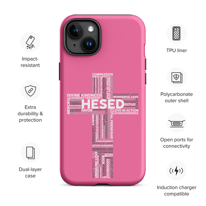 Christian Phone Case Hesed Cross Pink for iPhone® iPhone® Phone Cases   