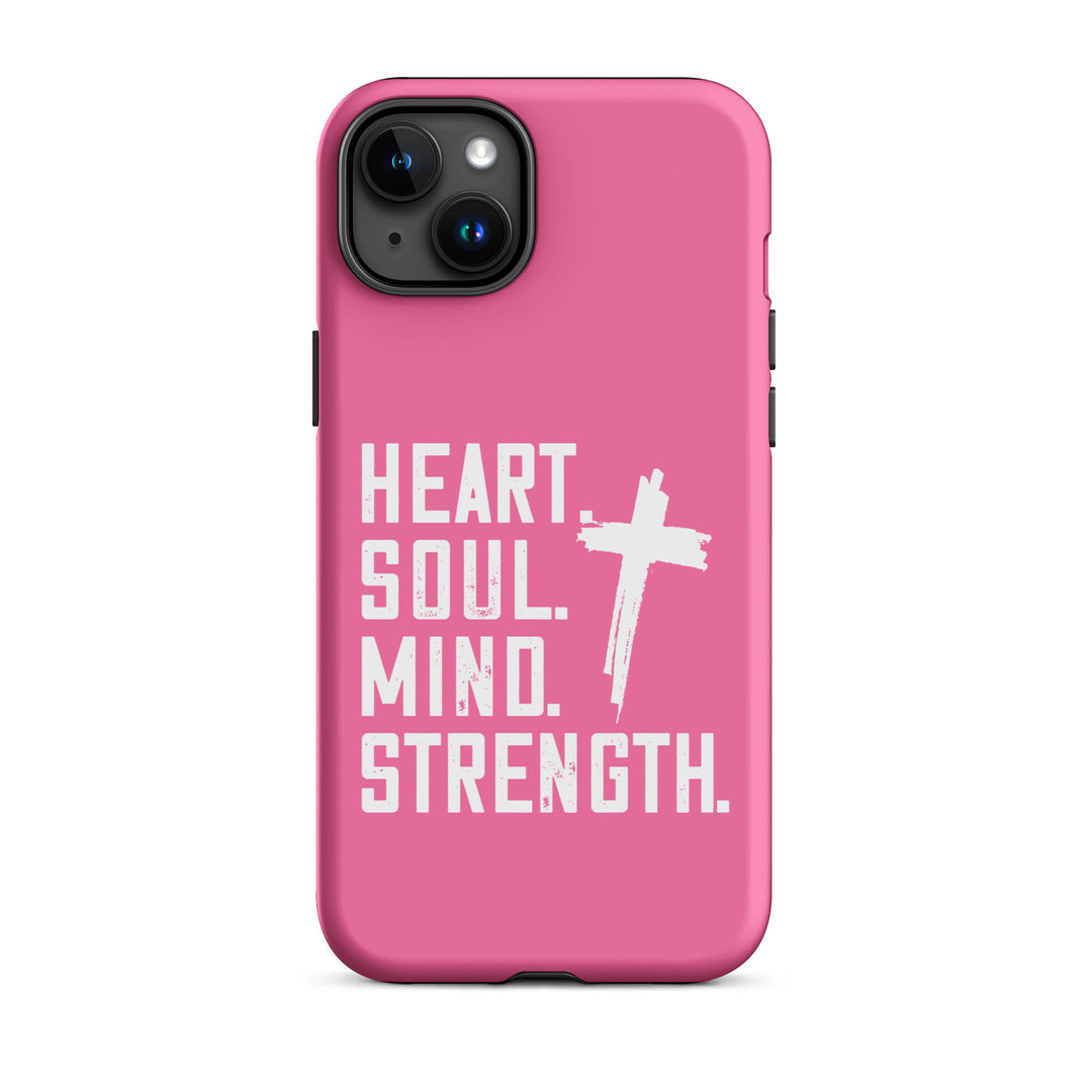 Christian Phone Case Heart Soul Mind Strength Pink for iPhone® iPhone® Phone Cases Matte iPhone 15 Plus 