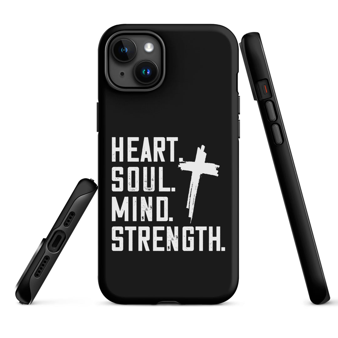 Christian Phone Case Heart Soul Mind Strength Black for iPhone® iPhone® Phone Cases   