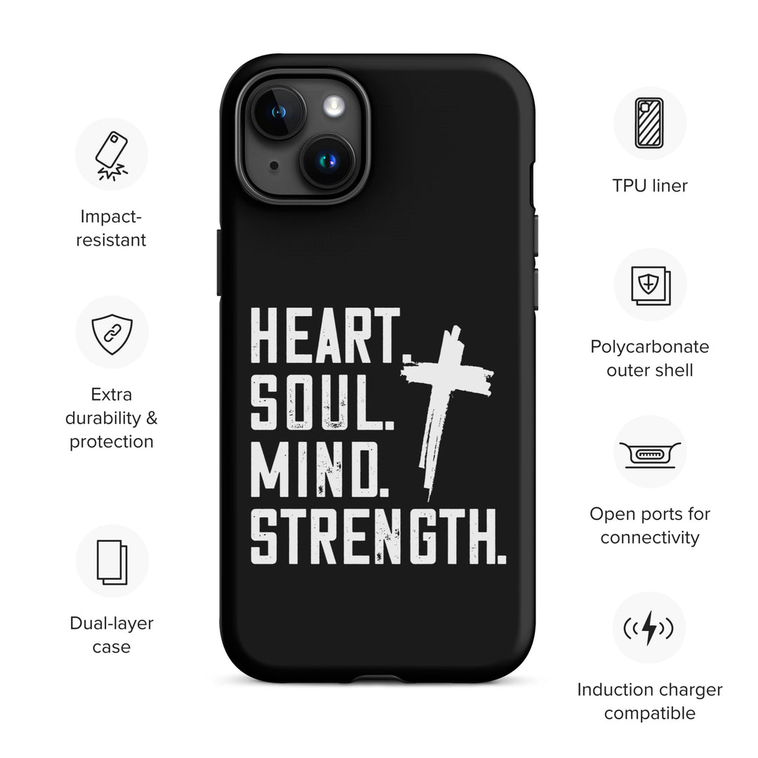 Christian Phone Case Heart Soul Mind Strength Black for iPhone® iPhone® Phone Cases   