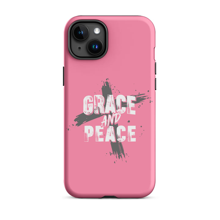 Christian Phone Case Grace and Peace Cross Pink for iPhone® iPhone® Phone Cases Matte iPhone 15 Plus 