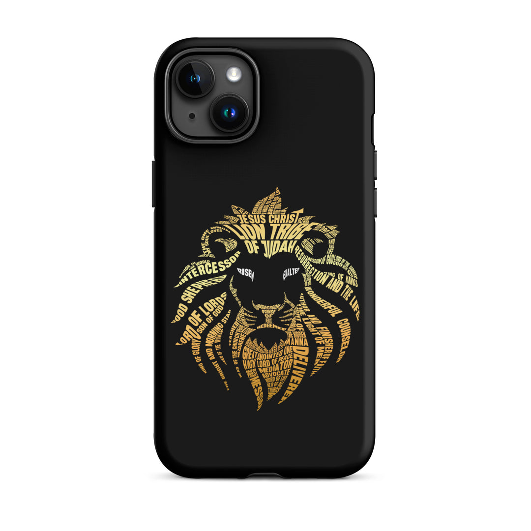 Christian Phone Case Lion Word Cloud Black for iPhone® iPhone® Phone Cases Matte iPhone 15 Plus 