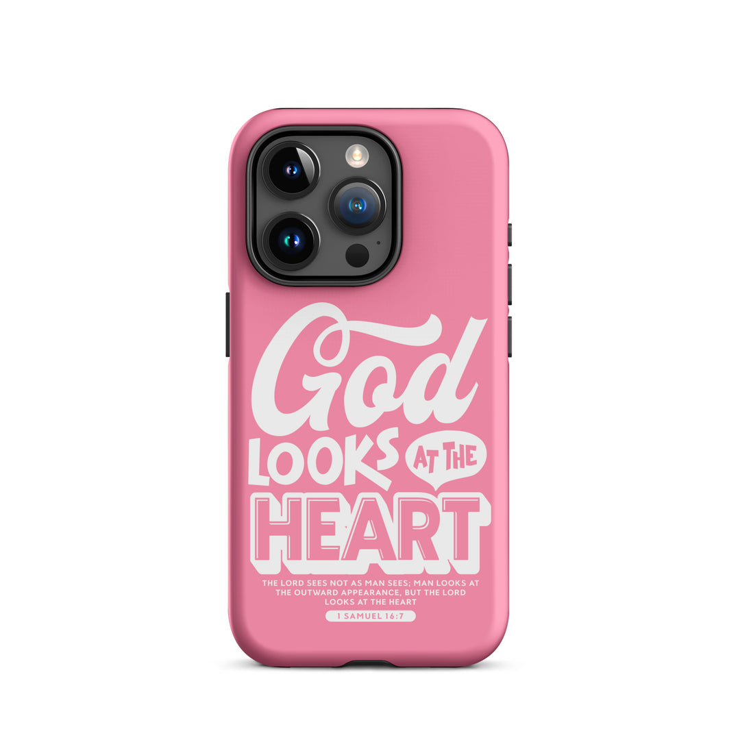 Christian Phone Case God Looks At Heart for iPhone® iPhone® Phone Cases Matte iPhone 15 Pro 