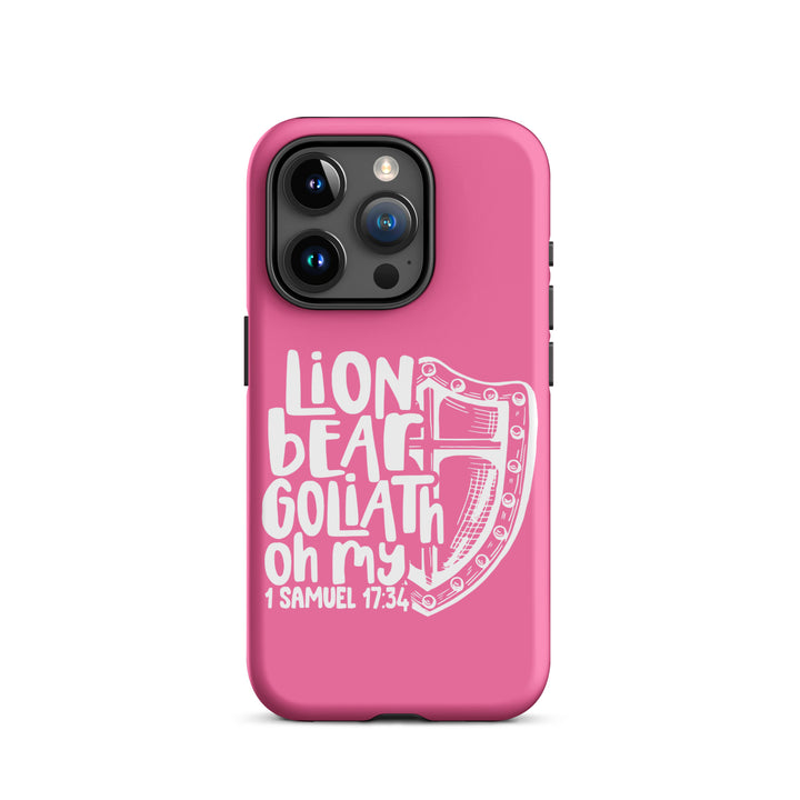 Christian Phone Case Lion Bear Goliath Oh My Pink for iPhone® iPhone® Phone Cases Matte iPhone 15 Pro 