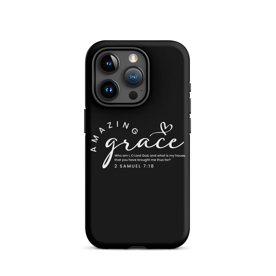 Christian Phone Case Amazing Grace Heart Black for iPhone® iPhone® Phone Cases Matte iPhone 15 Pro 