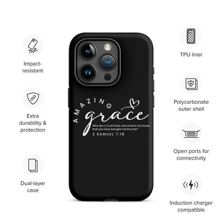 Christian Phone Case Amazing Grace Heart Black for iPhone® iPhone® Phone Cases   