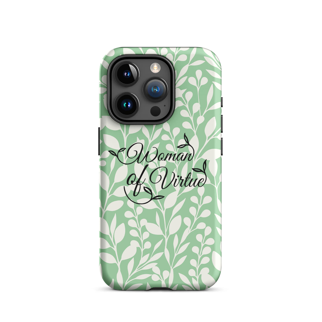 Christian Phone Case Woman of Virtue Green for iPhone® iPhone® Phone Cases Matte iPhone 15 Pro 