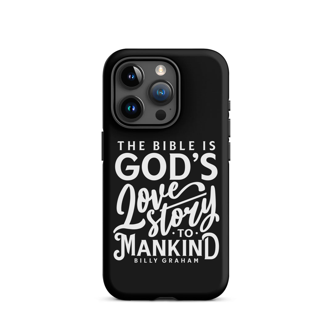 Christian Phone Case God's Love Story Black for iPhone® iPhone® Phone Cases Matte iPhone 15 Pro 