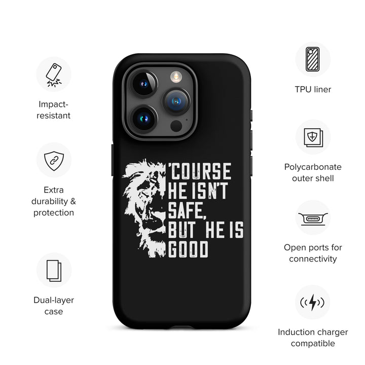 Christian Phone Case for iPhone® 'Course He Isn't Safe Black iPhone® Phone Cases   