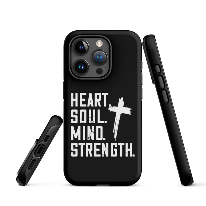 Christian Phone Case Heart Soul Mind Strength Black for iPhone® iPhone® Phone Cases   